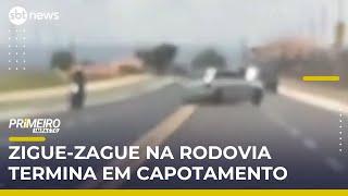 Zigue-zague: Motorista capota após manobras perigosas em rodovia | #PrimeiroImpacto