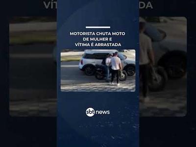 Briga de trânsito termina em agressão e queda de motociclista em Santos (SP) | #SBTManhã