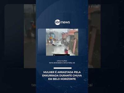 Temporal em BH: vídeo mostra mulher sendo arrastada por enxurrada | #SBTNoticias