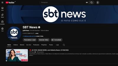 SBT News chega à marca de 8 milhões de inscritos no YouTube