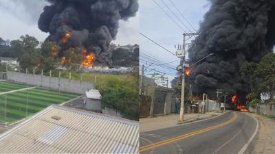 Incêndio atinge indústria de solventes na Grande SP