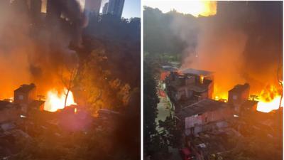 Incêndio atinge área de Paraisópolis, na zona sul de SP