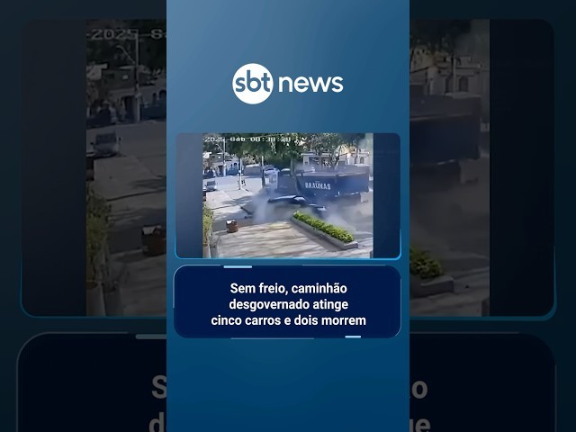 Sem freio, caminhão desgovernado atinge cinco carros e dois morrem | #SBTManhã