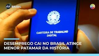 Taxa de desemprego no Brasil cai para 5,6%, o menor patamar da história  Taxa de desemprego no Brasil cai para 5,6%, o menor patamar da história