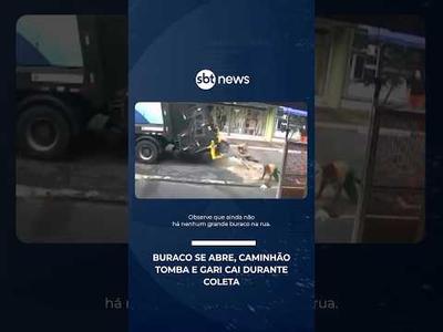 Buraco se abre na rua, caminhão tomba e gari cai durante coleta em Campinas (SP) | #SBTManha Buraco se abre na rua, caminhão tomba e gari cai durante coleta em Campinas (SP) | #SBTManha