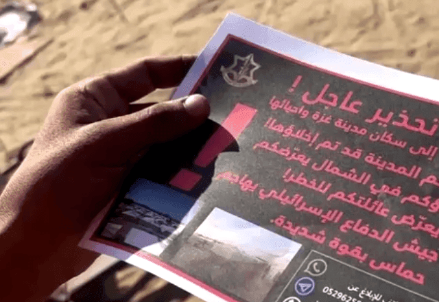 Israel lança panfletos ordenando saída de civis da Cidade de Gaza Israel lança panfletos ordenando saída de civis da Cidade de Gaza