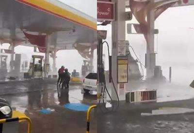 Temporal no DF: chuva com ventania atinge posto de combustíveis Temporal no DF: chuva com ventania atinge posto de combustíveis