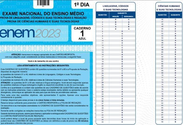Imagem da noticia Enem 2023: Veja o gabarito oficial das provas objetivas