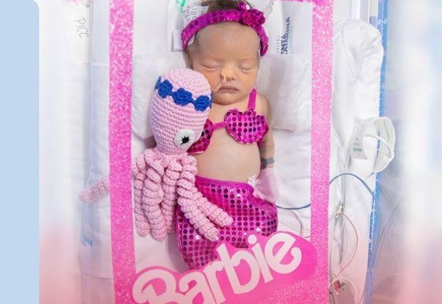 Imagem da noticia Hospital veste bebês de UTI neonatal com roupas e acessórios da Barbie