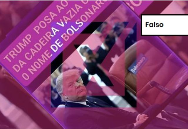 Imagem da noticia FALSO: Imagem de Trump ao lado de cadeira com nome de Bolsonaro foi criada com IA