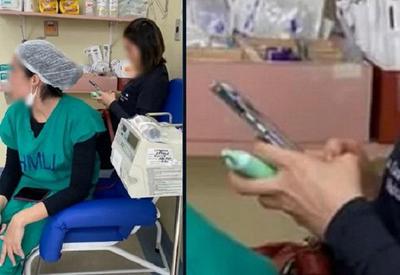 Estudante de medicina é flagrada com cigarro eletrônico em centro obstétrico Estudante de medicina é flagrada com cigarro eletrônico em centro obstétrico