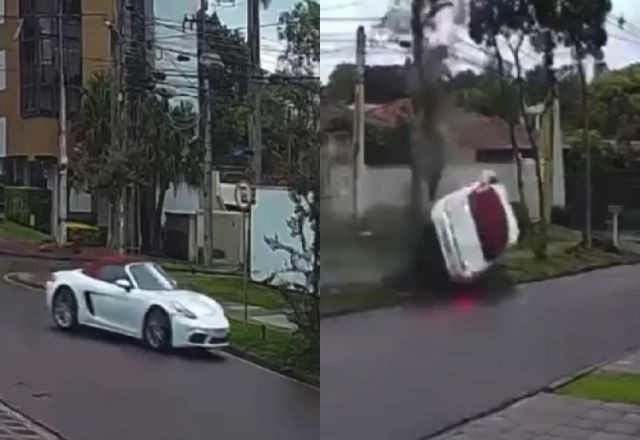 Imagem da noticia Flagrante: homem capota Porsche de R$ 665 mil e abandona o veículo em Curitiba