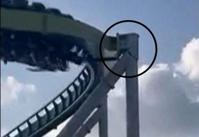 Montanha-russa fecha nos EUA após vídeo mostrar fissura em pilar Montanha-russa fecha nos EUA após vídeo mostrar fissura em pilar