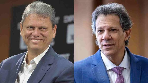 Imagem da notícia: Pesquisa: Tarcísio tem 46% e Haddad 33% no 1º turno em SP