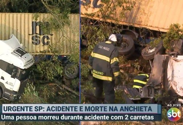 Imagem da noticia Acidente entre carretas mata motorista em rodovia de SP