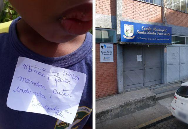 Professora é afastada após grampear bilhete em uniforme de criança em escola no RJ Professora é afastada após grampear bilhete em uniforme de criança em escola no RJ