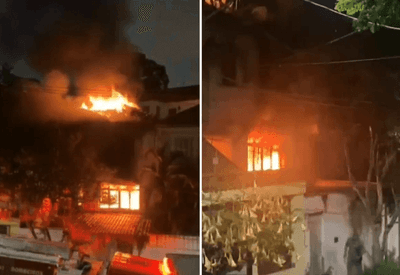 Incêndio atinge casa, explode munições e bombeiro fica ferido Incêndio atinge casa, explode munições e bombeiro fica ferido