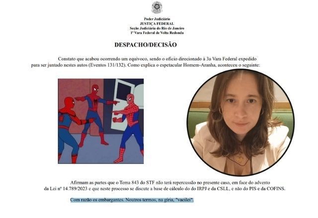 Imagem da noticia Juíza federal usa meme do "Homem-Aranha" e escreve "vacilei" em despachos oficiais
