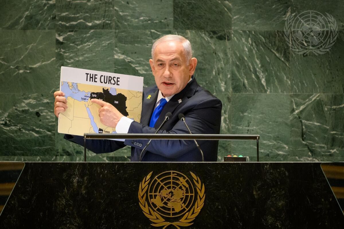 Imagem da noticia Premiê de Israel reforça discurso de guerra e enfrenta protestos na ONU